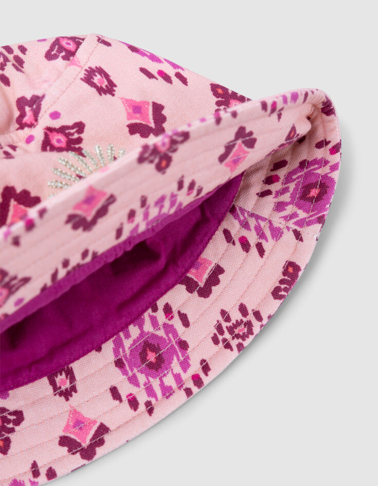 Rosa Mädchen-Sonnenhut mit Maxi-Ethno-Print-5