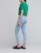 Women's green T-shirt with star design on shoulder and round collar-4
