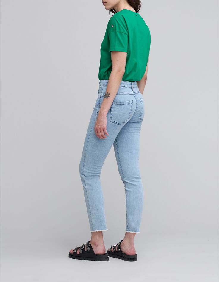 Women's green T-shirt with star design on shoulder and round collar-4