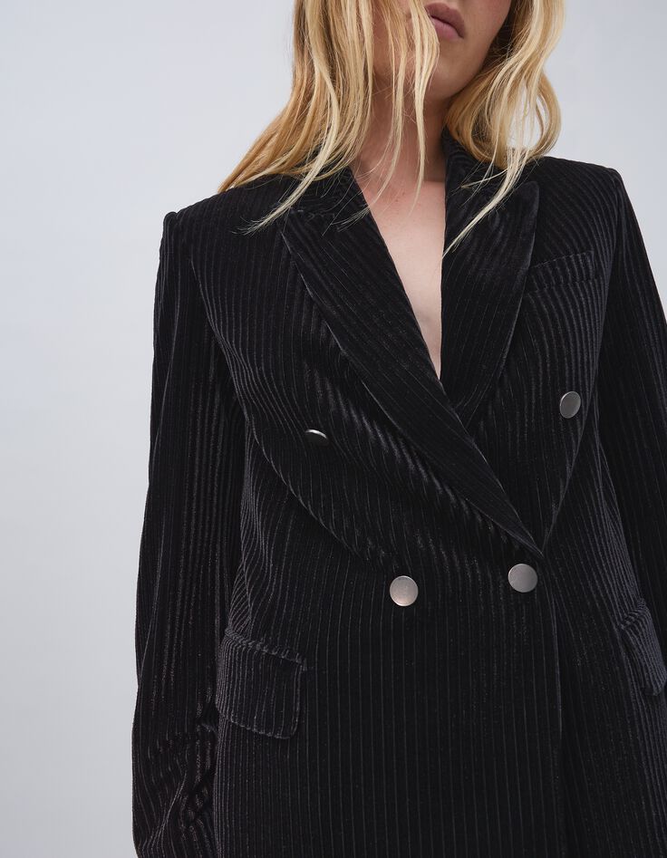 Schwarze Cord-Anzugjacke f&uuml;r Damen-6