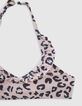 Maillot de bain 2 pièces rose imprimé léopard fille-3