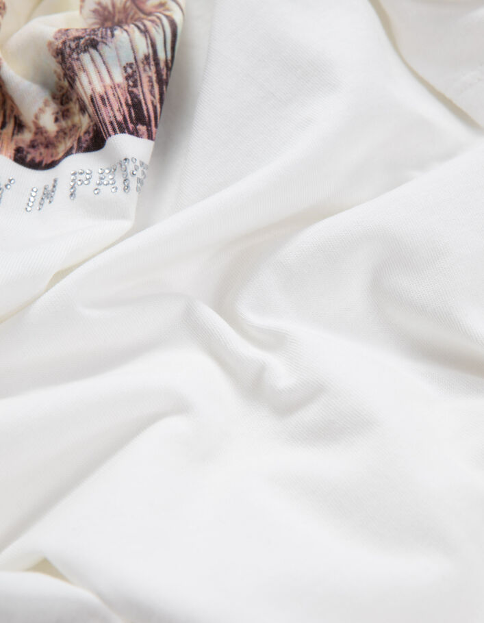 Camiseta blanca algodón strass sobre palmeras mujer - IKKS