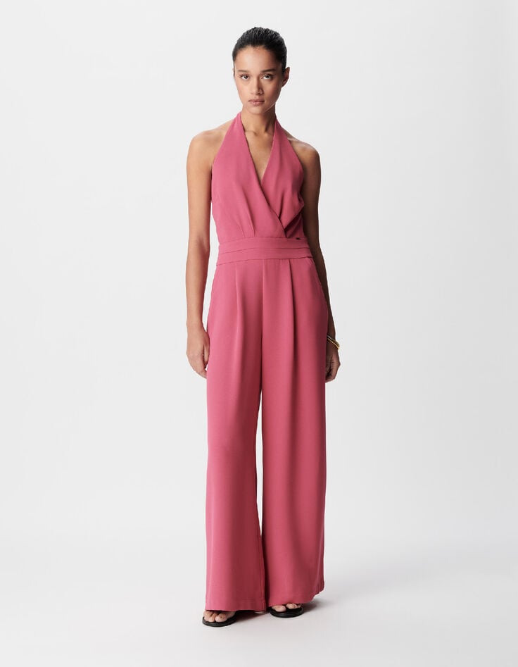 Women's pink halter pants jumpsuit-2