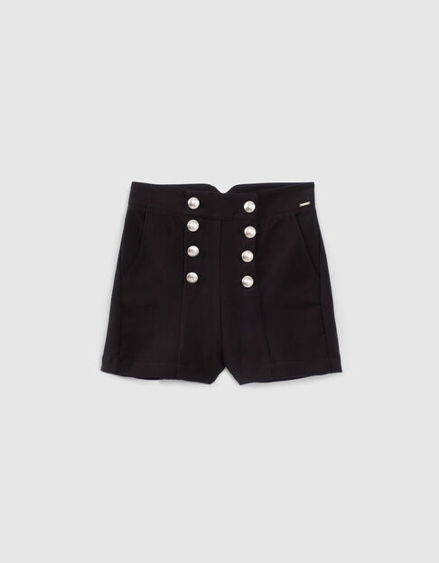 Schwarze City-Mädchenshorts mit Seemannsknopfleiste