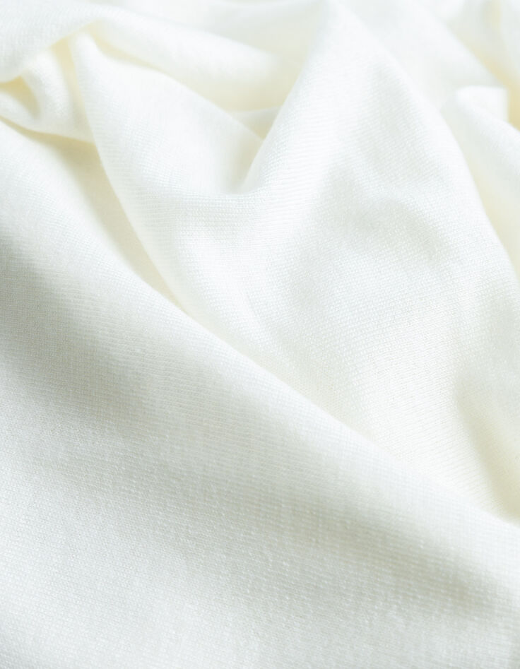 Women's short beige cape in fine knit with button fastening-3