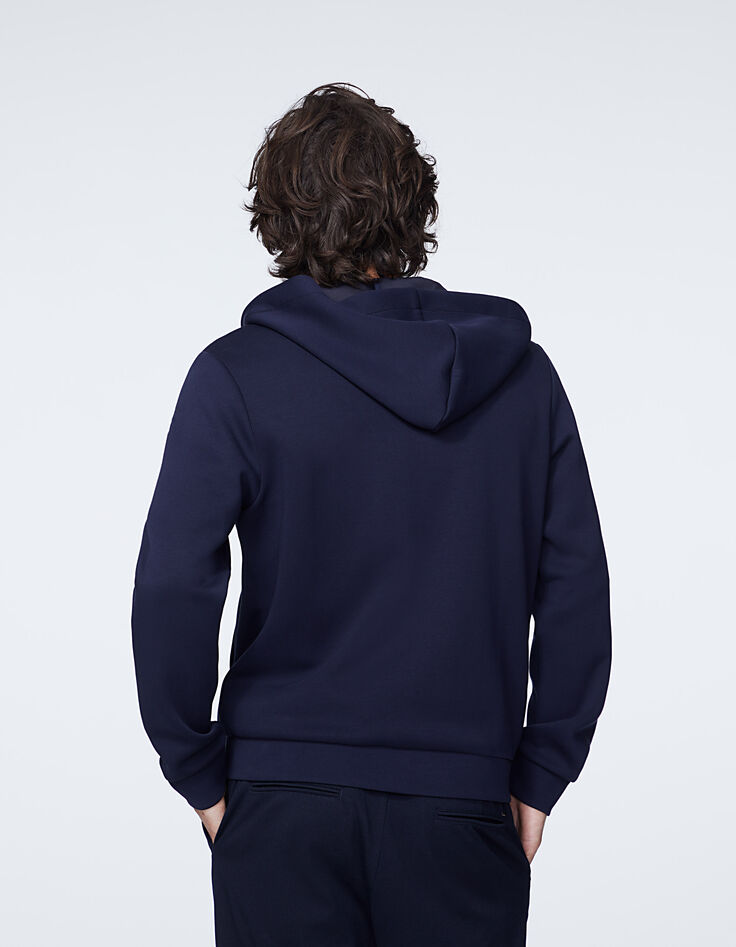 Blauw vest in technische sweatstof met capuchon Heren-2