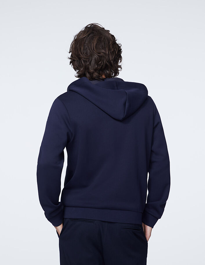 Men’s navy tech sweatshirt fabric hooded cardigan - IKKS