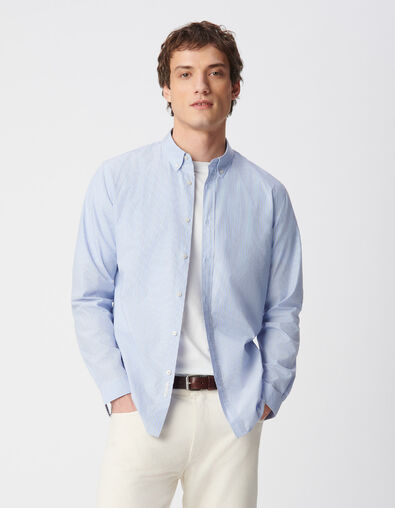 Blaues Bio-Baumwollhemd gestreift Slim Fit - IKKS