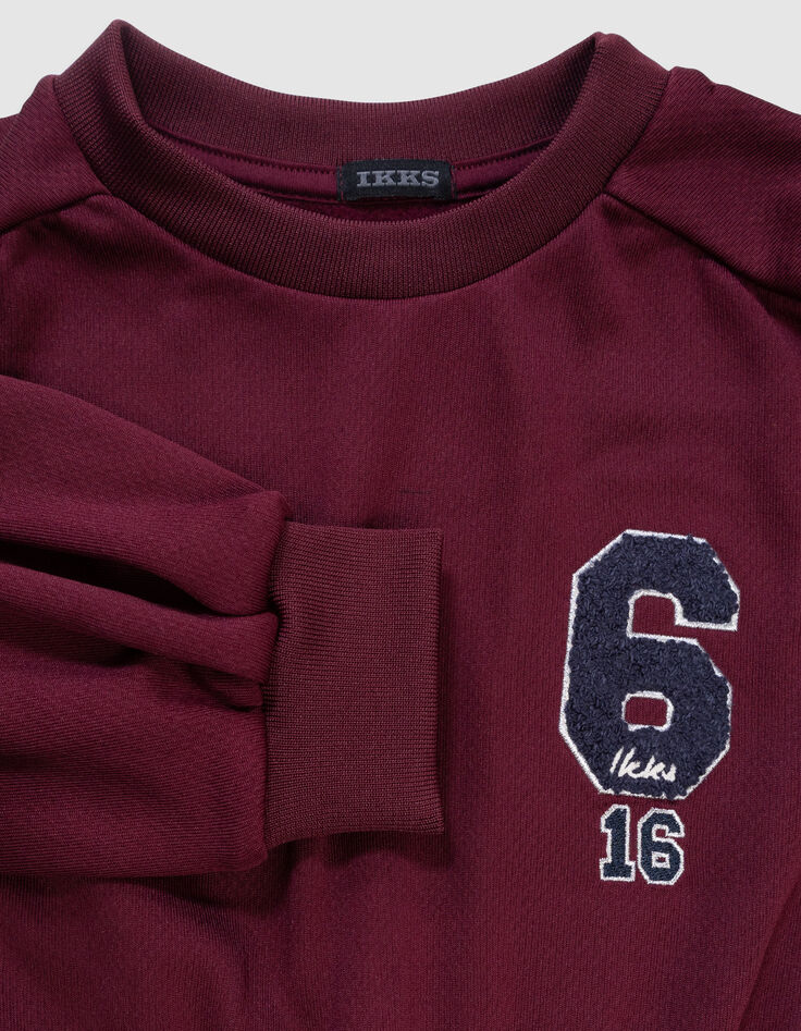 Robe bordeaux esprit sport bandes côtés fille-4