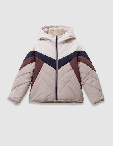 Beige PUFFERJAS in tweekleurige strepen voor jongens - IKKS