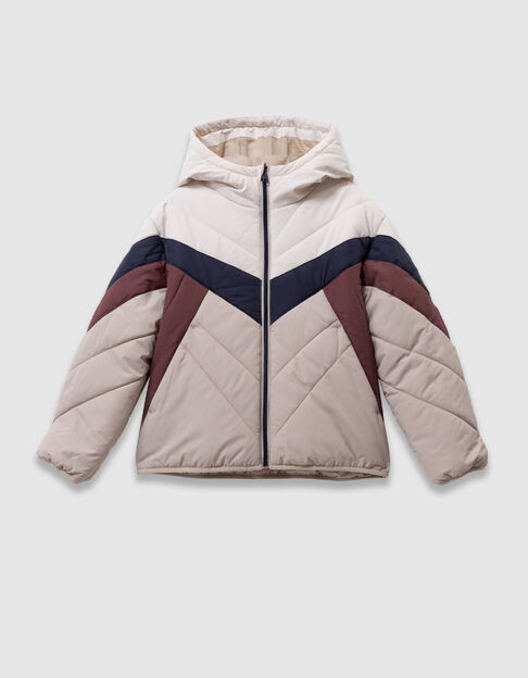 Chaqueta beige acolchada a rayas bicolor para ni&ntilde;o - IKKS