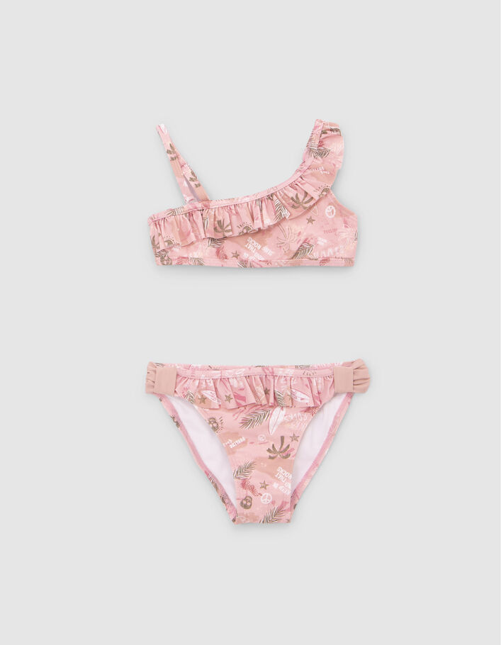 Girls’ pink surf-rock print bikini - IKKS