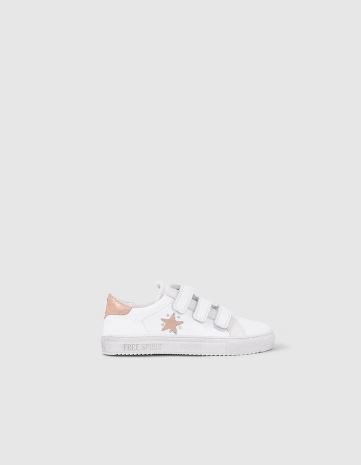 Girls’ white trainers with a pink star and Velcro - IKKS