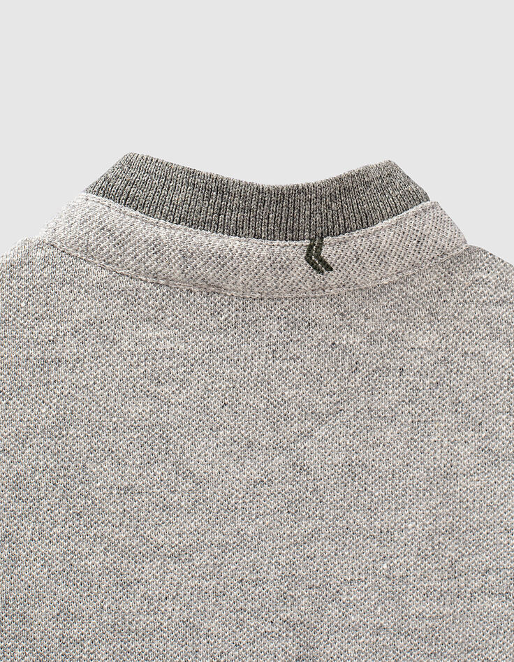 Baby boys’ medium grey marl mini motif polo shirt -6