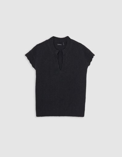 Girl's black sleeveless knit sweater - IKKS