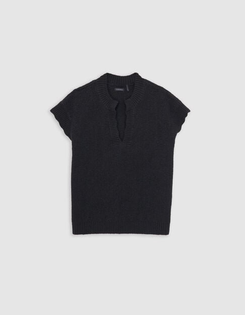 Girl's black sleeveless knit sweater - IKKS