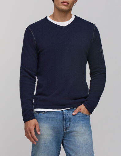 Marineblauer Herrenpullover aus 100&nbsp;% Kaschmir - IKKS