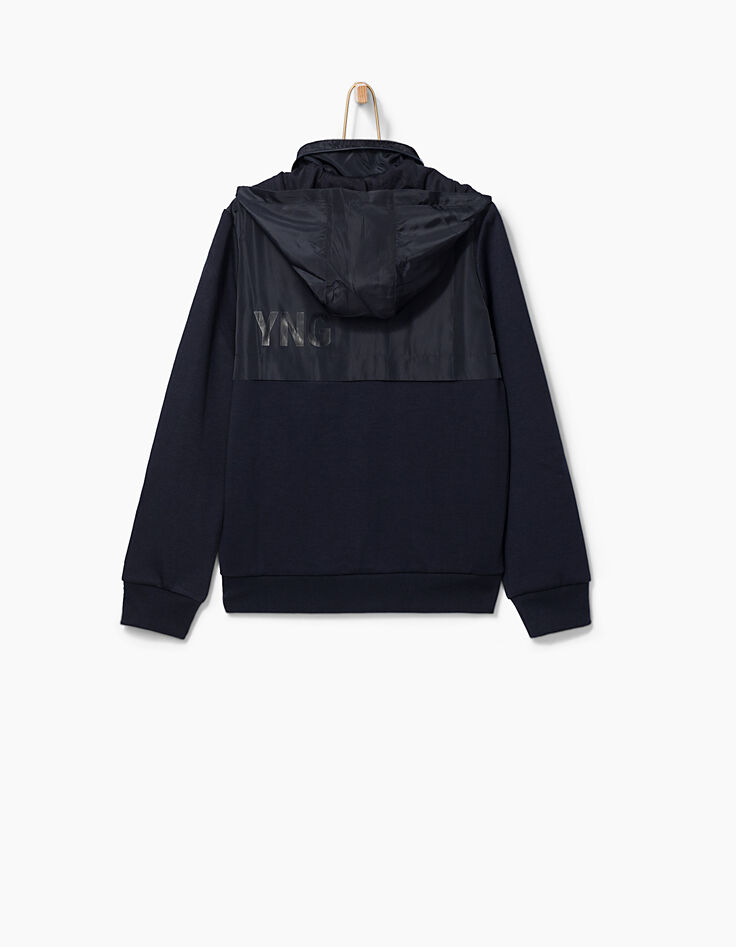 Navy vest rits, 2 stoffen -3