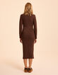 Robe tube marron tricot c&ocirc;tel&eacute; I.Code-4