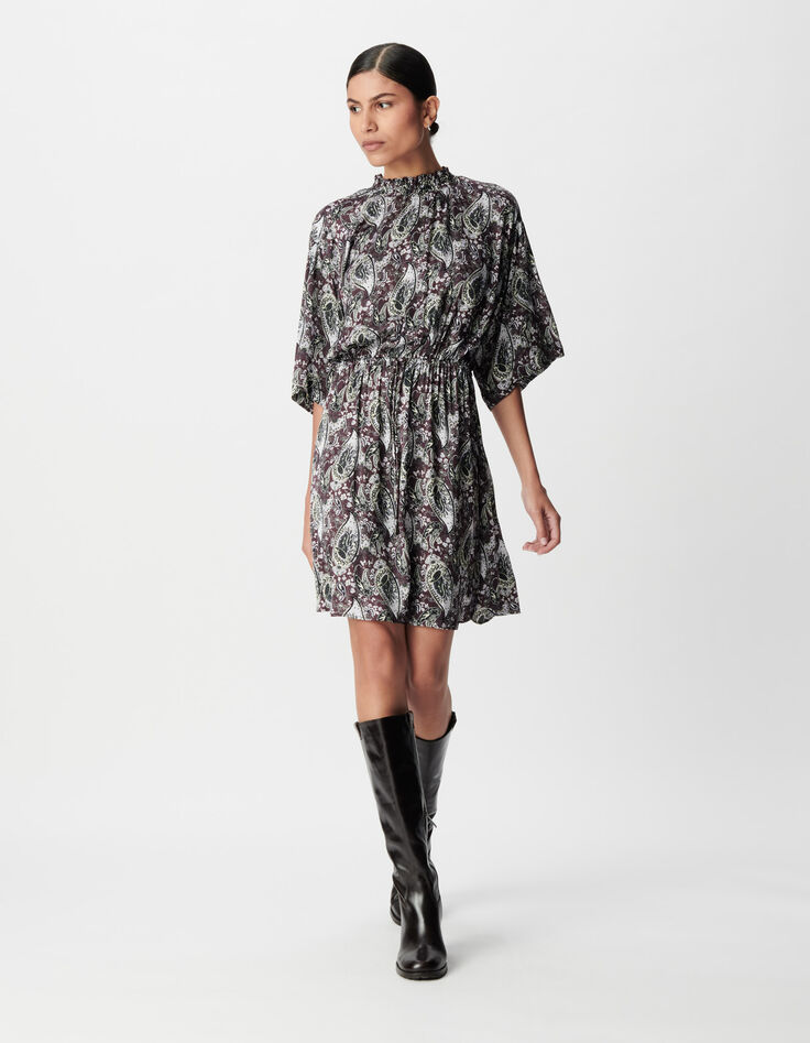 Women's burgundy paisley dress-1