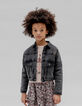 Chaqueta vaquera gris desteñida con forro para niña-1