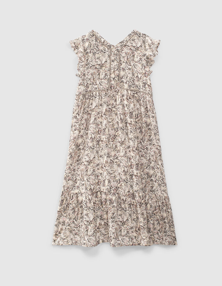 Robe longue écrue Ecovero® à imprimé papillons fille-3