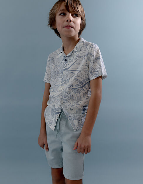 Chemise vert d'eau imprimé vagues garçon - IKKS