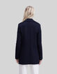 Marineblauwe schippersjas in reli&euml;ftricot Dames-3