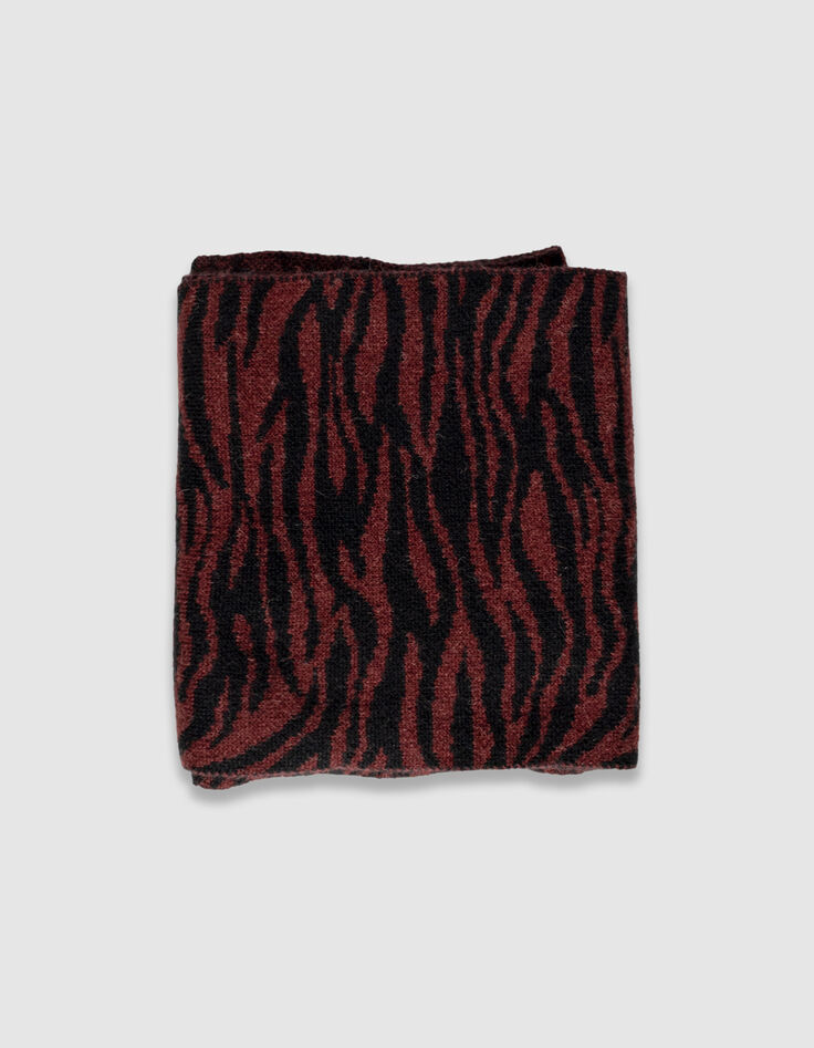 Echarpe bordeaux tricot jacquard zèbre Femme-4 Echarpe bordeaux tricot jacquard zèbre Femme-4