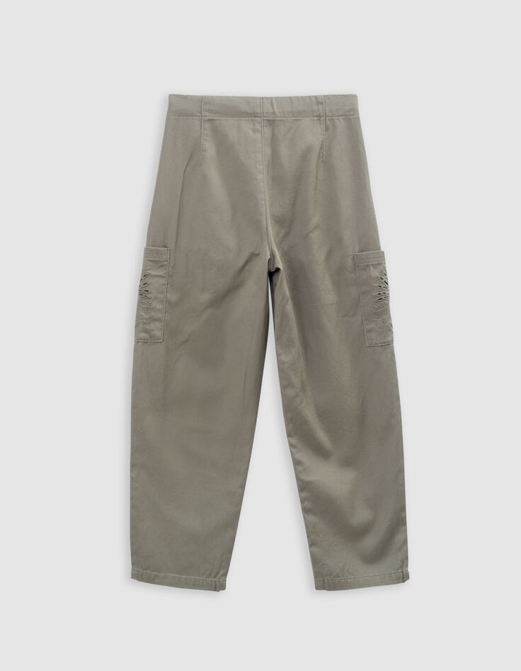 Pantalon BATTLE kaki brodé fille-5