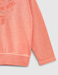 Girls’ dark coral sweatshirt with embroidered slogan-4