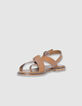 Women's camel leather sandals entredoigt plates-2