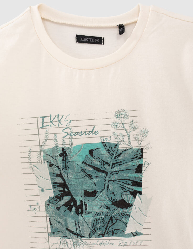 Ecru T-shirt opdruk bladeren jungle-3