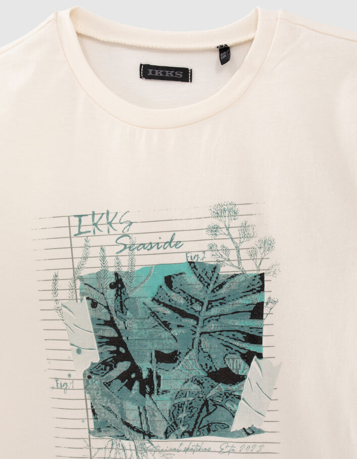 Cremeweißes T-Shirt mit Blätter-Jungle-Motiv - IKKS