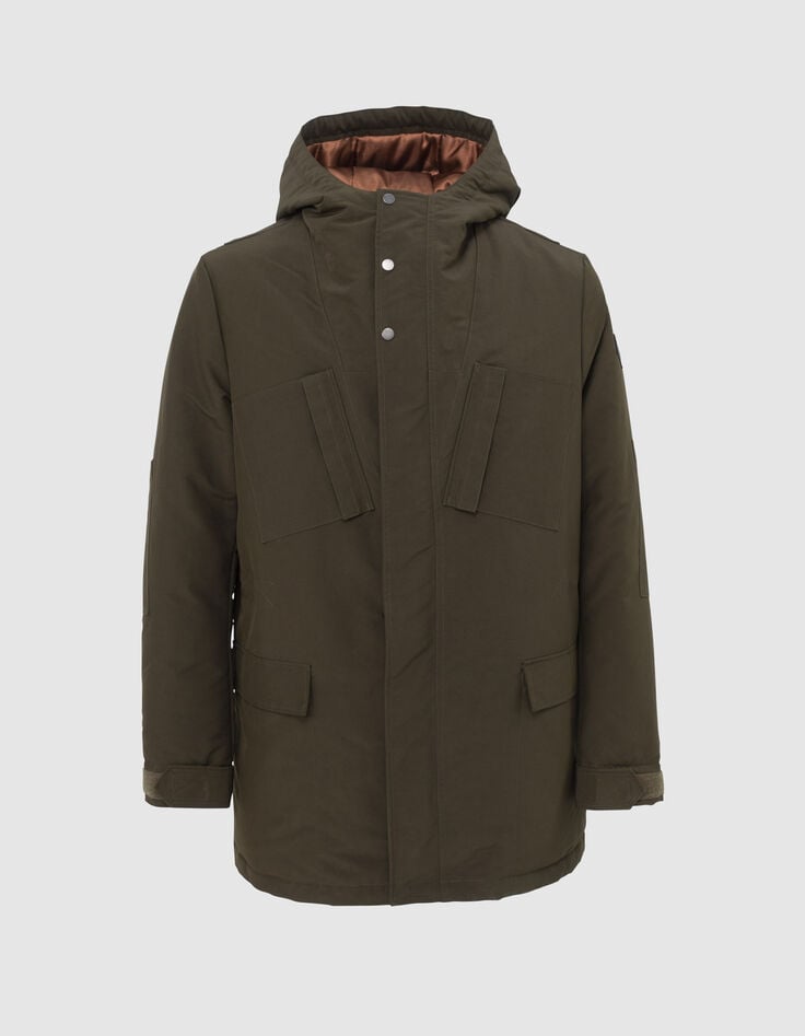 Parka kaki multipoches intérieur matelassé Homme-6