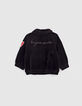 Cardigan noir esprit motard panne de velours fille-3