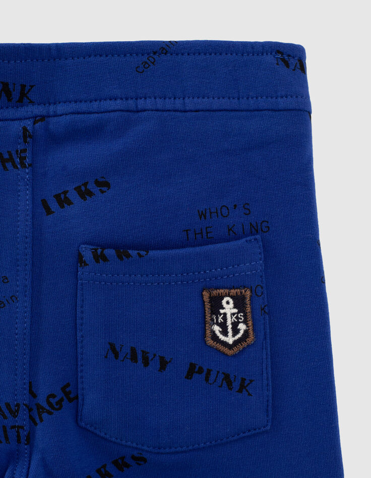 Baby boys’ blue joggers with stamp print -4
