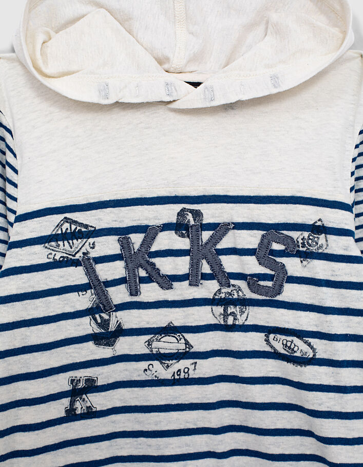 Boys’ ecru organic cotton hooded sailor T-shirt - IKKS