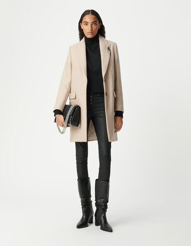 Manteau droit sésame décor broche strass Femme - IKKS