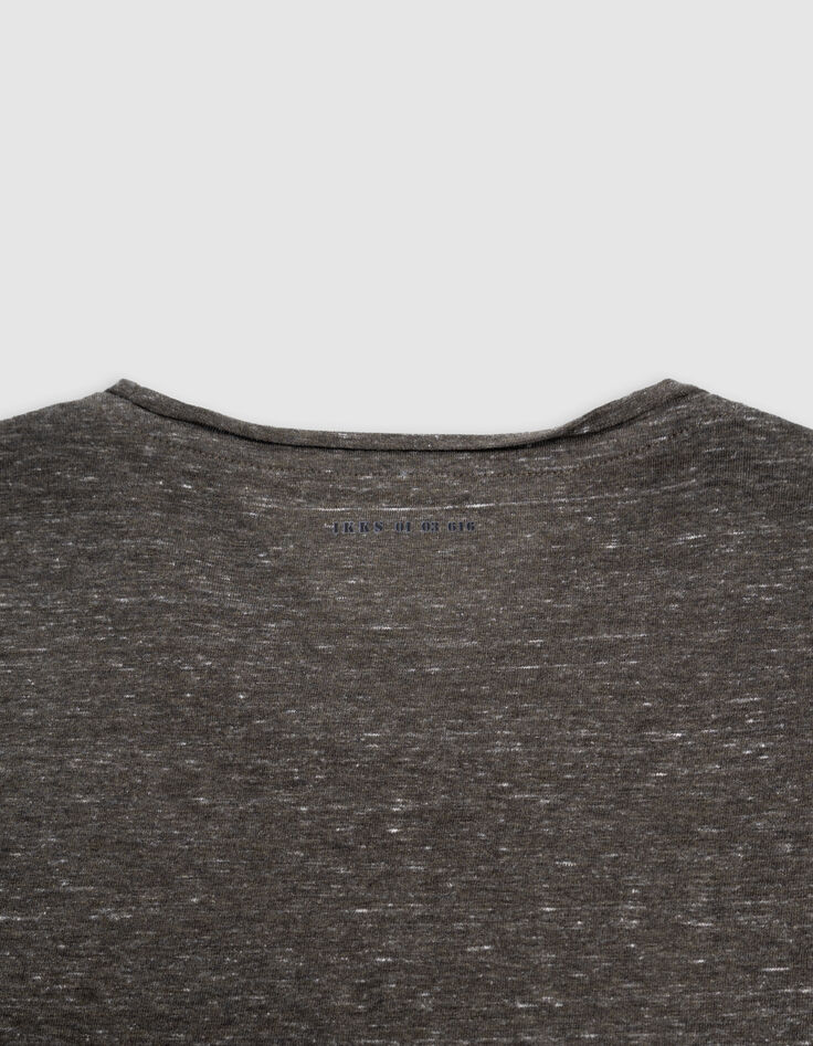 Men’s khaki semi-plain rolled neck T-shirt-5