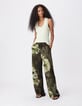 Women's tie and dye printed khaki pants-1
