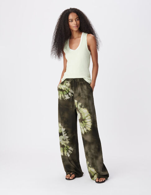 Women's tie and dye printed khaki pants - IKKS