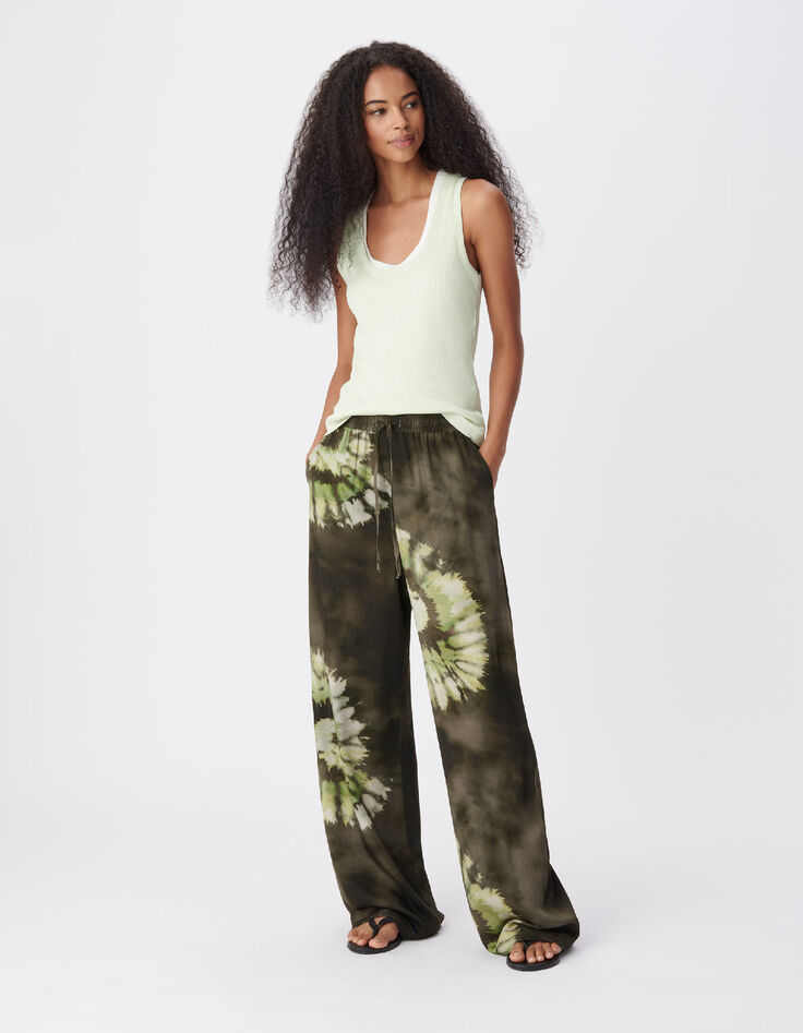 Women's tie and dye printed khaki pants-1