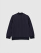Marineblaue Jungen-Strickjacke mit Tennistreifen-3