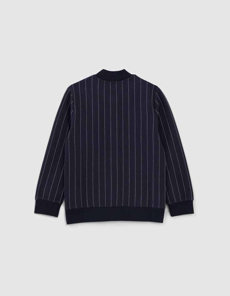 Marineblaue Jungen-Strickjacke mit Tennistreifen-3