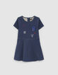 Robe patineuse en jean brut brodée fille-1