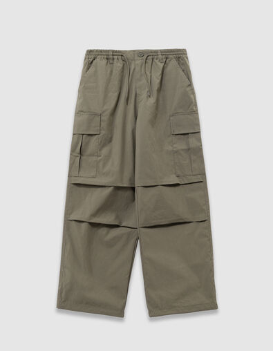 Boys’ khaki wide-leg cargo trousers - IKKS