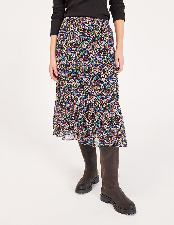 Falda midi estampado floral mujer-2