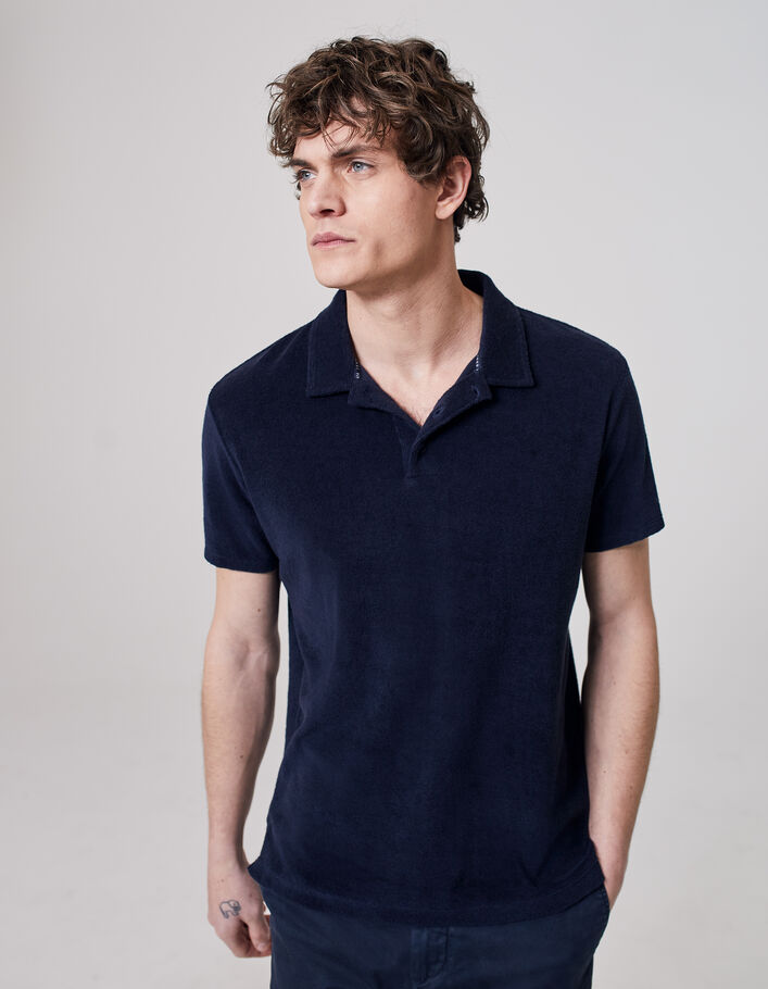 THE POLO MAILLOT in NAVY TERRY CLOTH