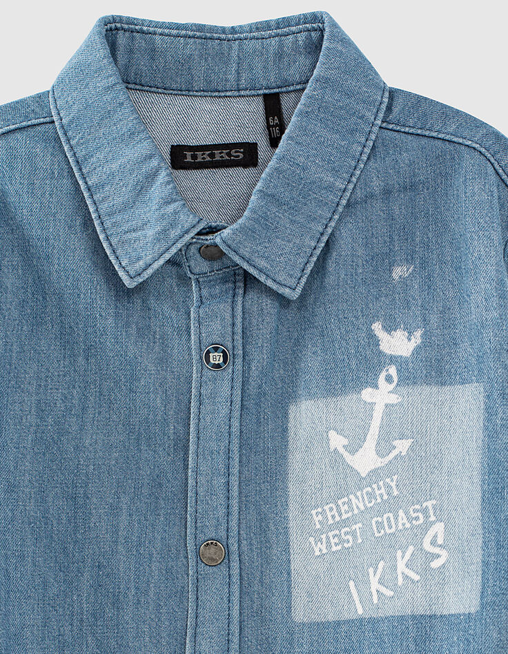 Boys’ lasered organic cotton denim shirt-2